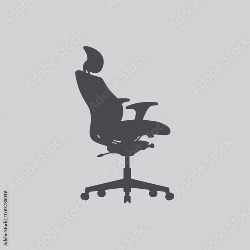 Silhouette of a modern office chair with a high back and armrests