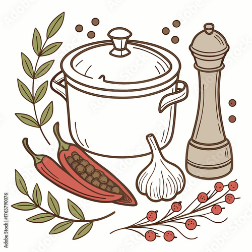 Vector art of cooking ingredients still life