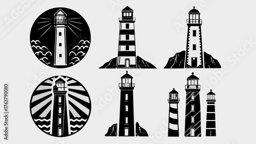 Iconic lighthouses guiding ships safely through stormy seas and coastal navigation