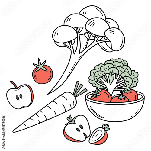 Vector art of healthy food still life