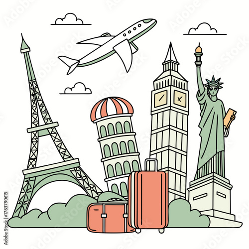 Vector art of travel landmark illustration