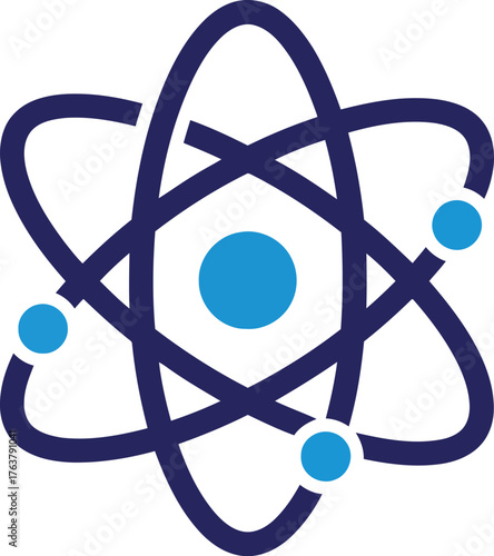 Atom structure vector illustration perfect for science education and technology concepts featuring electrons orbiting the nucleus in a clean design