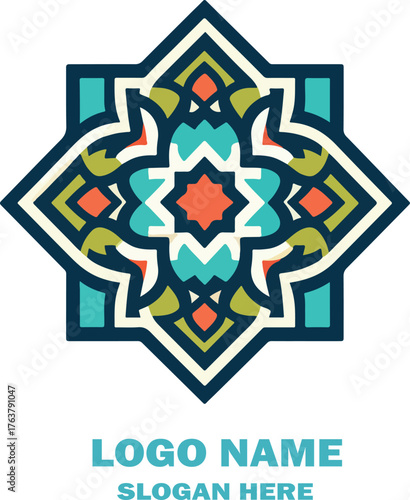  islamic ornamental logo icon vector white background .