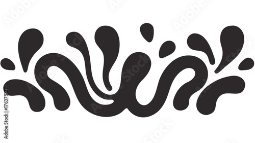 Dynamic black liquid splash element symbolizing energy, movement, and refreshment