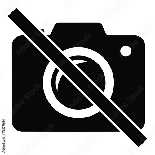 No photography allowed forbidden symbol in black and white representing image restrictions and privacy limitations