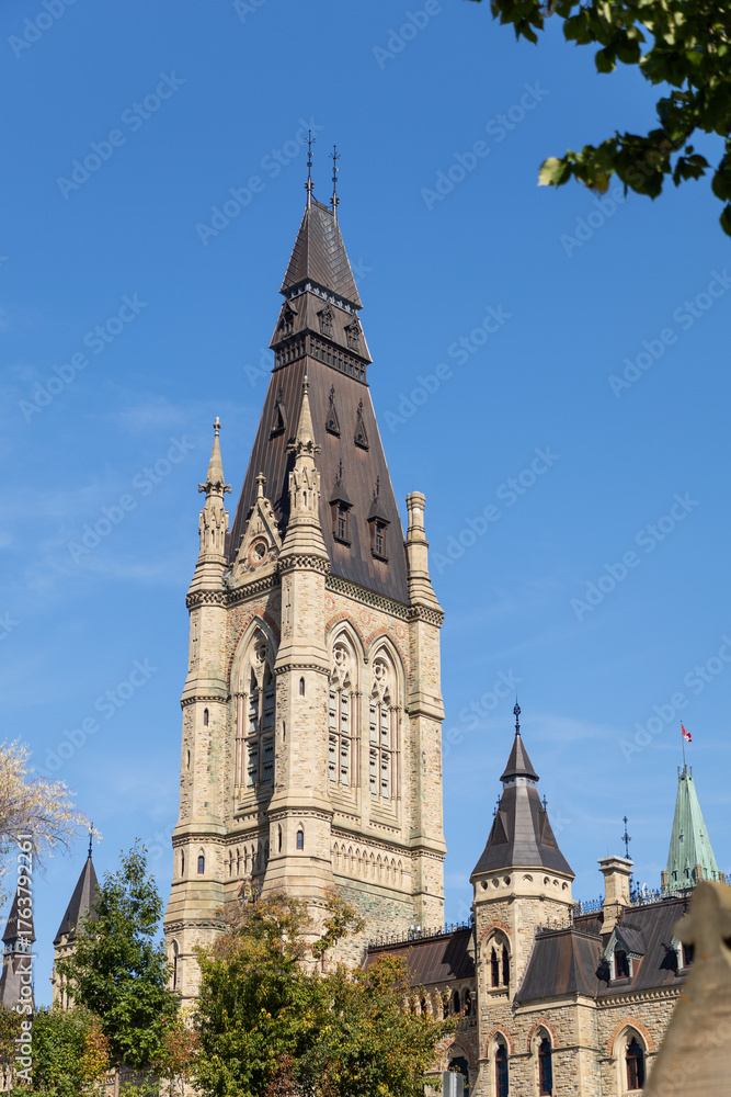 Obraz premium West block of Canadian Parliament on Parliament Hill in Ottawa, Canada. House of Commons.