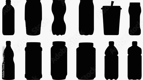 Modern drink packaging silhouettes offer versatile design elements for beverage branding and marketing