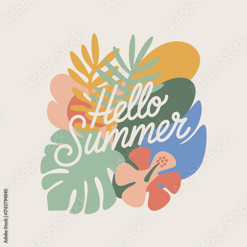 Hello Summer Minimalist Tropical Poster Set