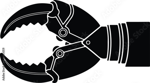 Vector Claw machine grabbing arm black silhouette illustration