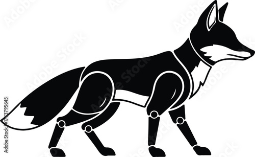 Vector Fox marionette black and white silhouette illustration