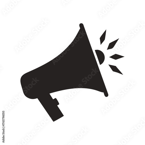 Black Megaphone Icon with Sound Waves