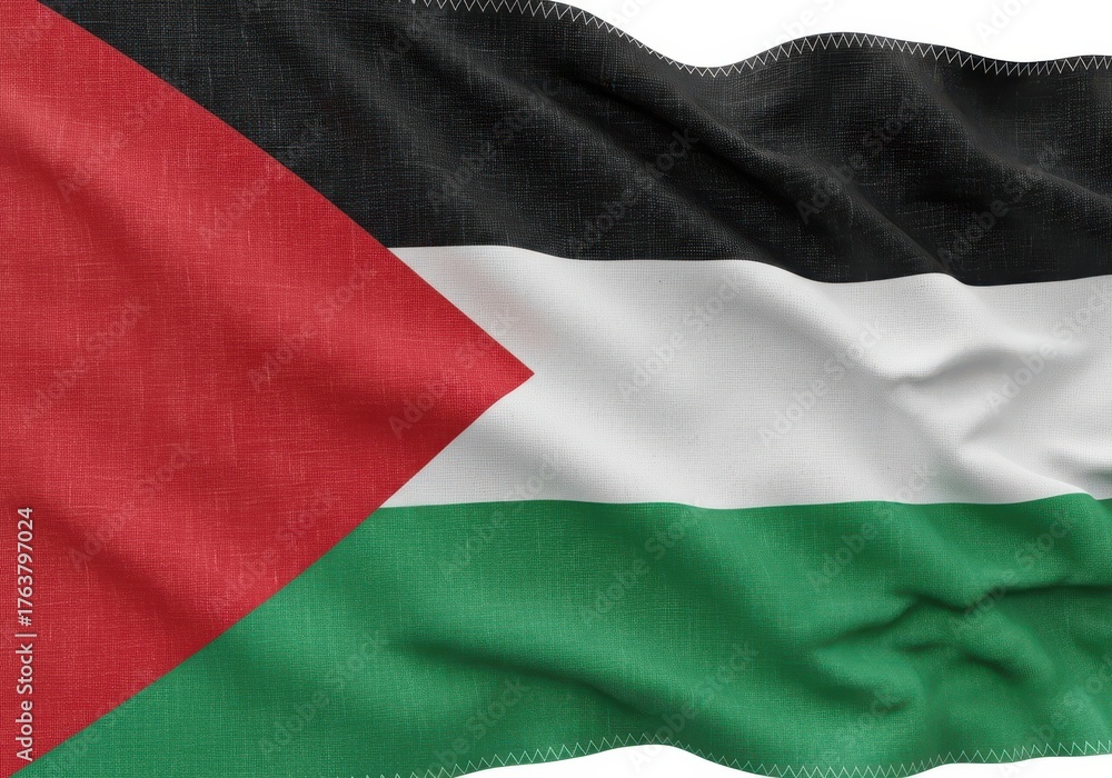 Obraz premium Grunge palestine flag waving isolated on white background in the wind