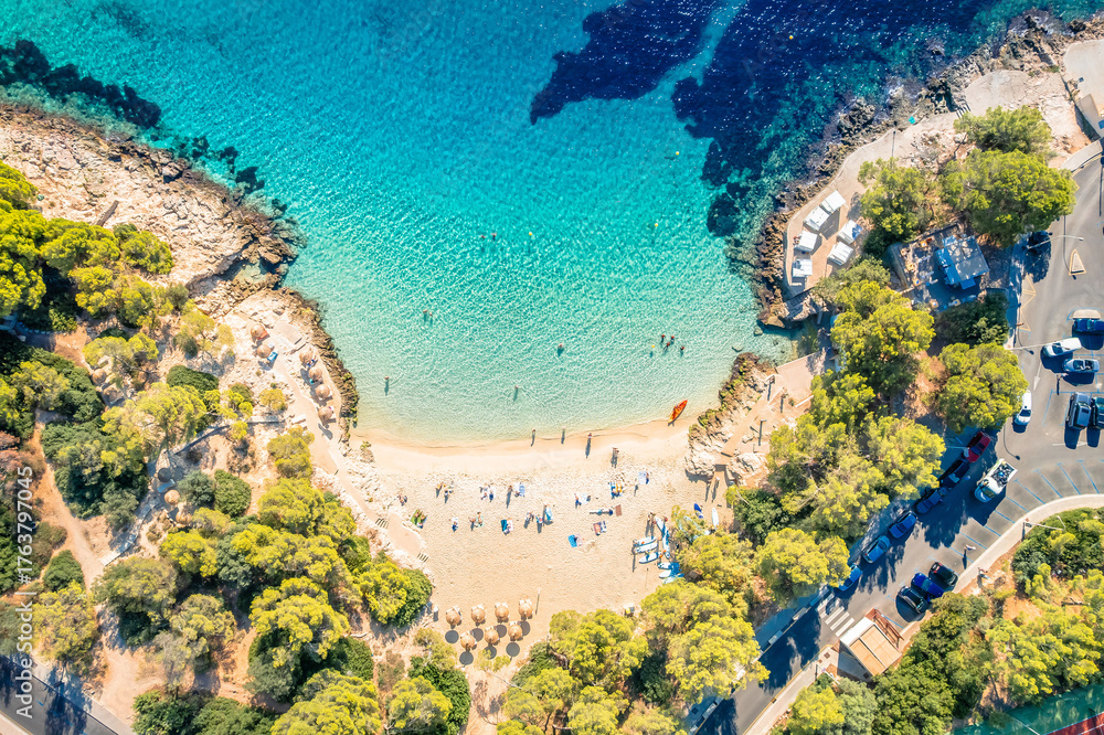 custom made wallpaper toronto digitalIsland of Mallorca. Cala Contesa beach near Palma de Mallorca aerial view