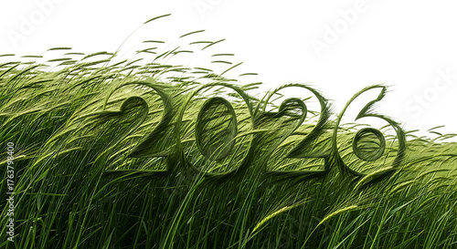 2026 Year Wheat Field Inscription Agriculture Harvest Prosperity Growth Concept