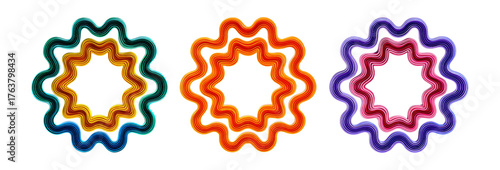 Colorful Wavy Shapes on Transparent Background in Vibrant Color Palette