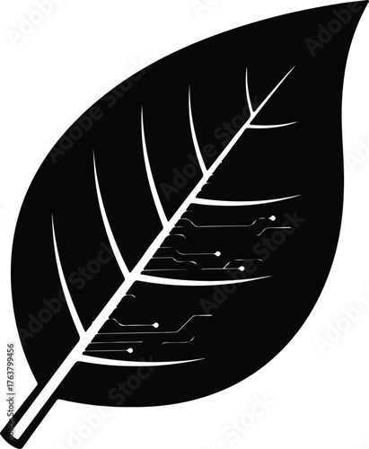Vector technology leaf circuit board concept silhouette illustration