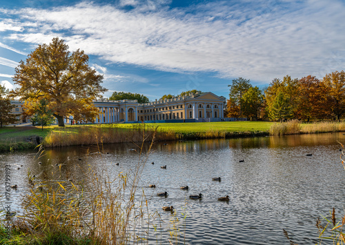 Beautiful autumn landscape in Alexander Park from the Facade Pond.