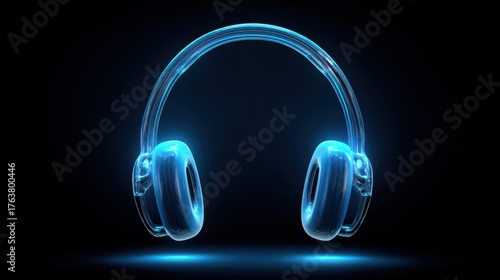 3D Icon of Assistive Listening Systems: Bright Isolated Illustration on a Dark Background with Blue and Black Glow