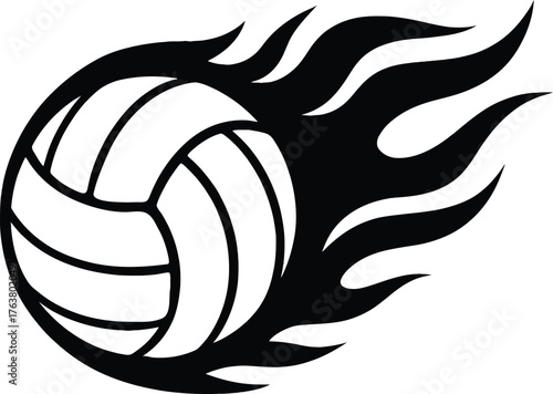 Dynamic volleyball ball design with fiery flames for sports enthusiasts and athletes vector