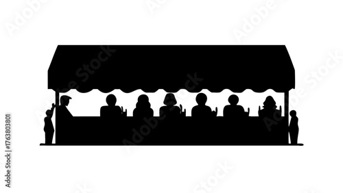 Group of people silhouettes in a row vector icon for business technology design