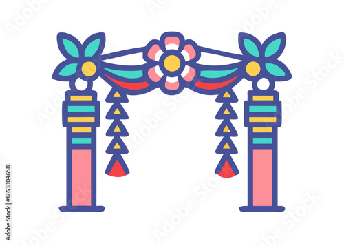 Decorative wedding entry pillar vector 
