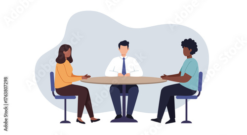 Business meeting discussion with diverse team in modern office setting