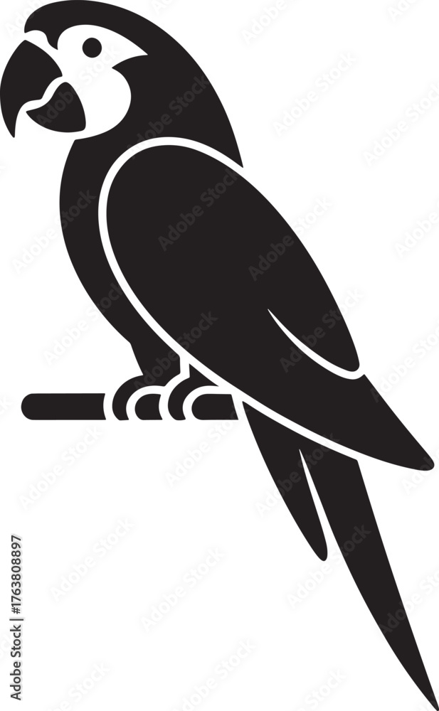 Obraz premium Black and white vector illustration of a crow or raven silhouette bird on a branch