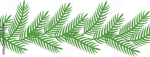 Festive green pine needles garland border for winter holidays and christmas decorations vector