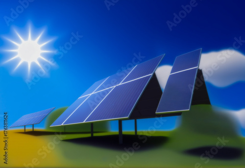 Solar photovoltaic panels on nature. Safe energy generation