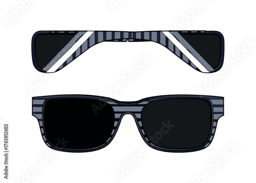 Black fashion sunglasses isolated on a white background for sun protection and summer style
