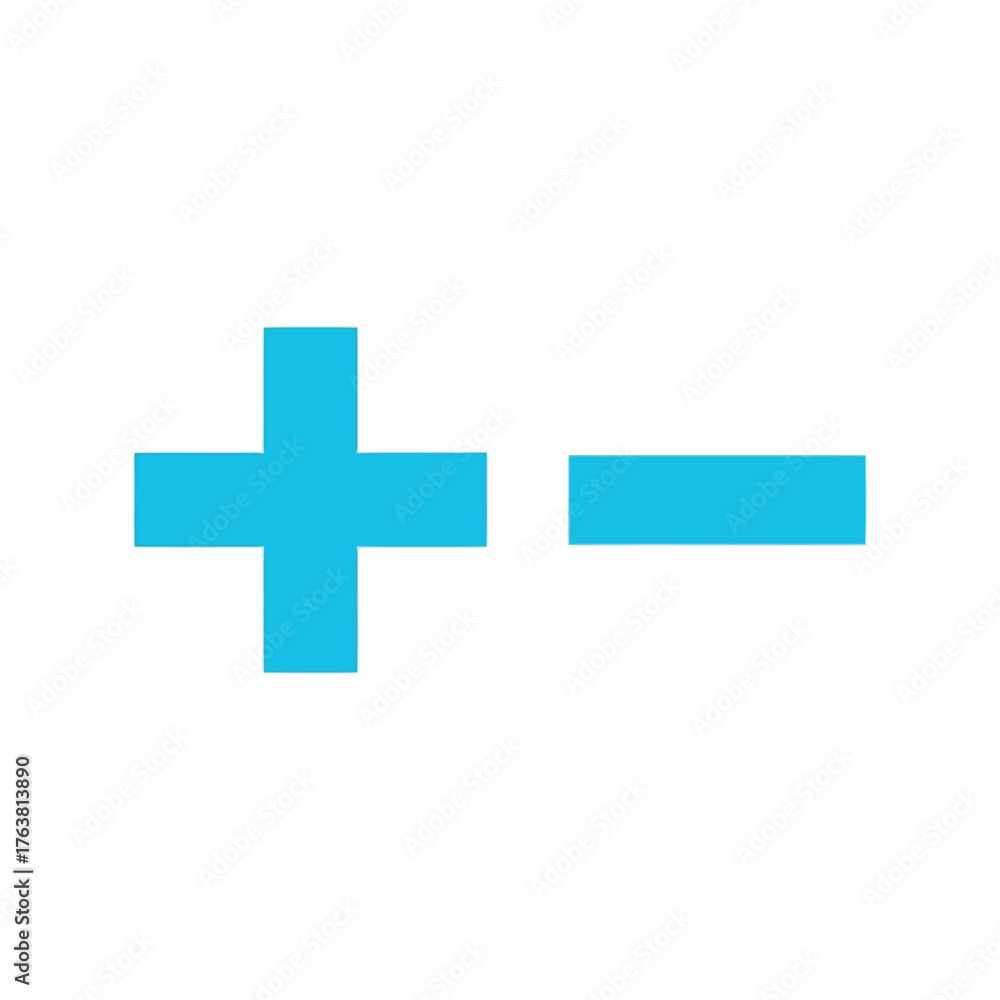 Obraz premium Simple turquoise plus minus symbols for business concepts abstract design elements vector