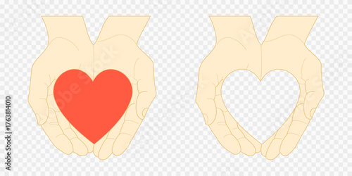 Heart in hands. Love and friendship. Relationships. Vector illustration