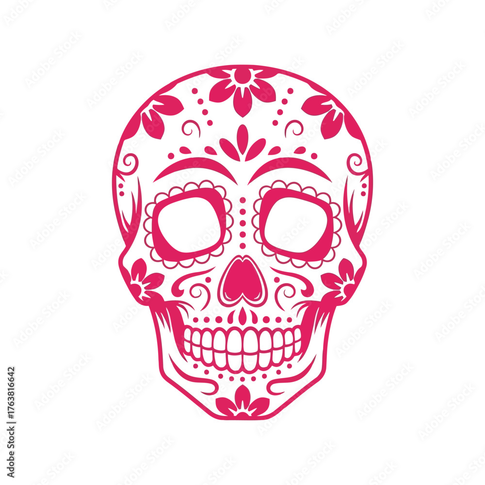 Fototapeta premium Sugar skull art mexican day of the dead celebration vector illustration floral pattern vector
