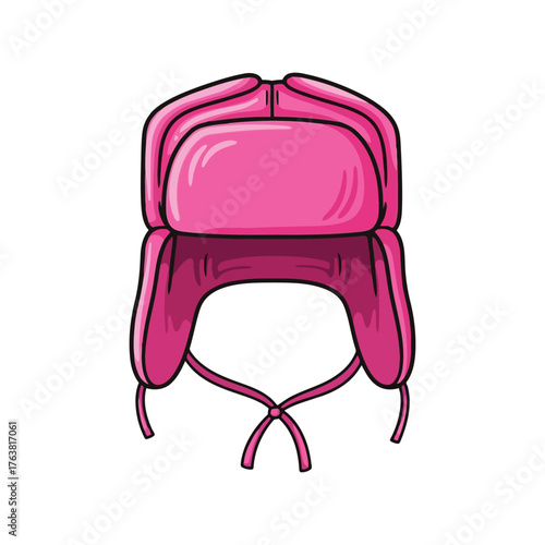 Vibrant pink ushanka hat for cold weather outdoor activities and winter fashion vector