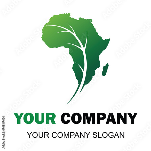 Vector art of green leaf shaped like the continent of africa