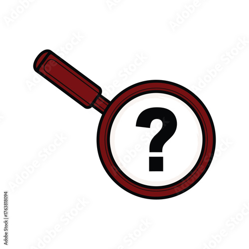 Magnifying glass symbolizing question curiosity search investigation discovery exploration inquiry vector