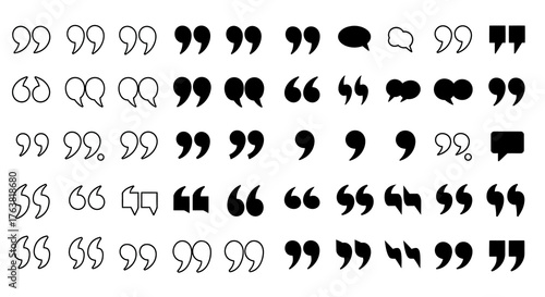 Diverse collection of quotation marks in various styles