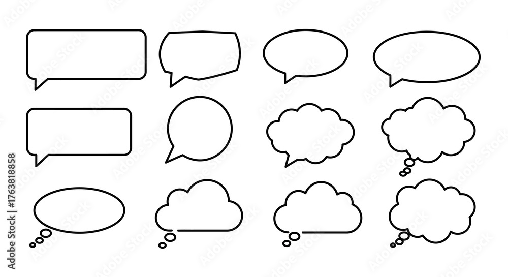 Fototapeta premium Simple speech and thought bubbles collection for creative dialogue design