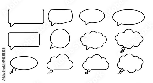 Simple speech and thought bubbles collection for creative dialogue design