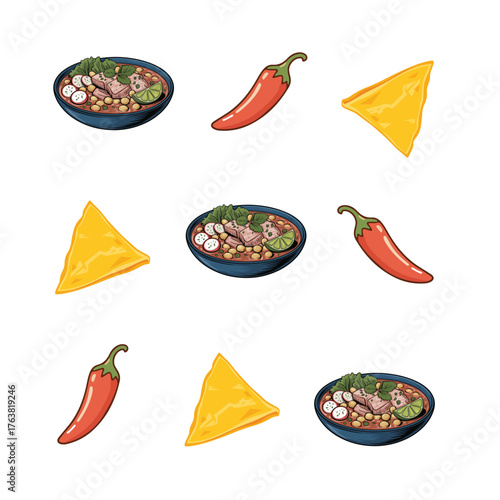 Colorful Mexican Cuisine Repeating Illustration
