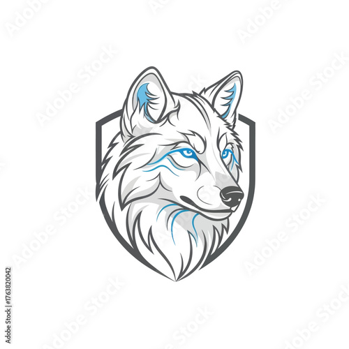 Snow leopard head logo vector in minimal line art with teal accent, representing power, agility, and wildlife conservation concept.