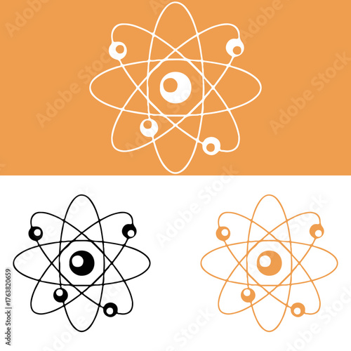 Atom illustration with electrons orbiting the nucleus Vector