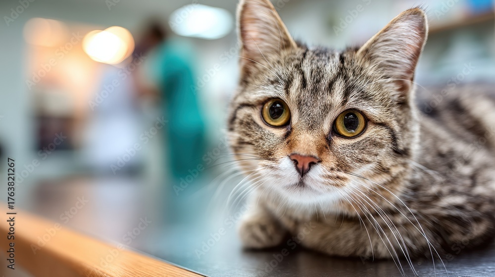 Obraz premium Pet cat at the veterinarian for shots