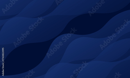 Modern dark blue abstract background featuring smooth, flowing wavy shapes, ideal for technology, business, or creative design projects.