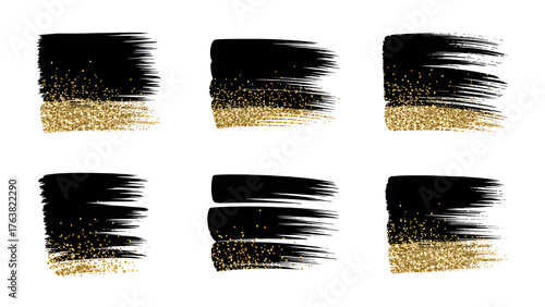 set of black and white paint strokes