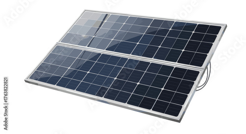 Vector  a close up view of two solar panels connected together with a metallic frame structure showing cells