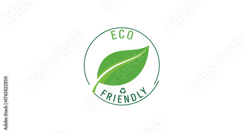 Vector  a green leaf inside an oval shape with the words eco friendly around it in a simple design style