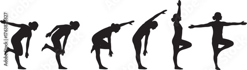 Yoga Pose Progression from Beginner to Advanced Silhouettes