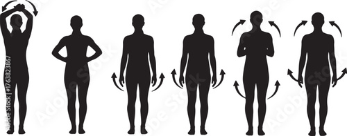 Yoga Joint Mobility and Warm-Up Exercises Silhouettes