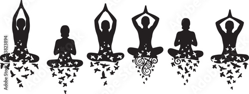 Conceptual Yoga Freedom and Nature Silhouettes